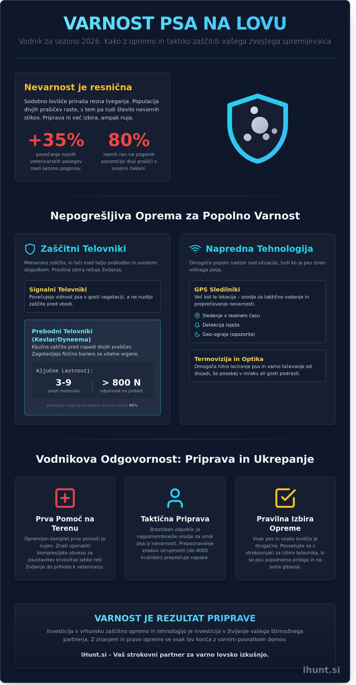 Varnost psa na lovu: Celovit vodnik za zaščito vašega štirinožnega pomočnika (2026)